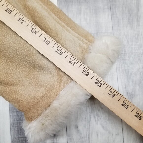 ✅Express Luxuries Faux Fur Lined Tan Genuine Leather Jacket Womens M Coat - Picture 8 of 12